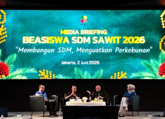 Kegiatan Media Briefing Beasiswa SDM Sawit 2026 di Ballroom BPDP, Jakarta, Selasa, 2 Juni 2026. (Sumber: Dok. BPBD)