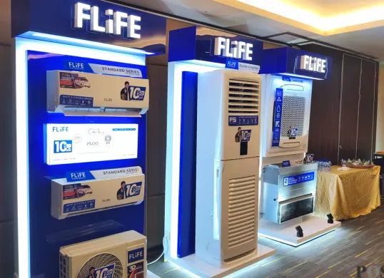 FLiFE Indonesia memperkuat bisnis air conditioning dengan memperluas beragam lini produk (Sumber: Poskota/ Erwan Hartawan)