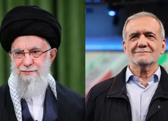 Perbedaan kekuasaan dan kepemimpinan Supreme Leader Ali Khamenei dan Presiden Masoud Pezeshkian (Sumber: X/@The_RedsIndo)