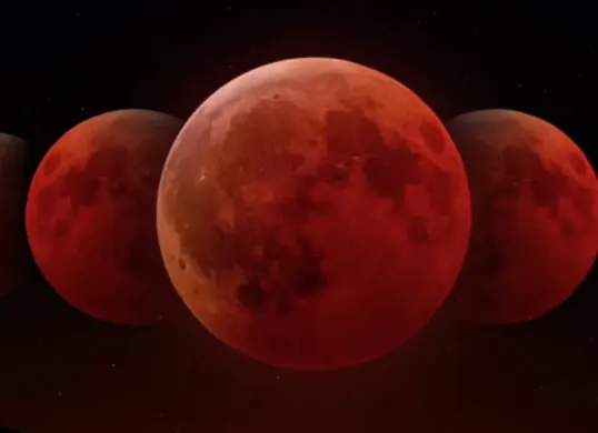 Ilustrasi fenomena "Blood Moon" atau gerhana bulan total yang akan terjadi Selasa, 3 Maret 2026. (Sumber: Instagram/@brin_indonesia)