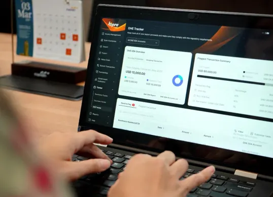 Pengelolaan DHE SDA real-time lewat platform Kopra by Mandiri. (Sumber: Bank Mandiri)