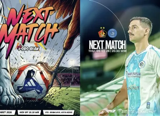 Laga Persik Kediri vs PSBS Biak digelar malam ini. Berikut jadwal lengkap, posisi klasemen kedua tim, serta link live streaming. (Sumber: Instagram/@psbsofficial, @persikfcofficial)