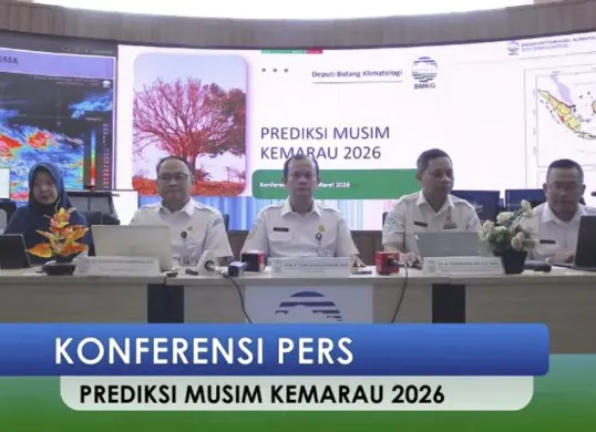 Konferensi Pers BMKG, Prediksi musim kemarau 2026 di Indonesia. (Sumber: YouTube/Info BMKG)