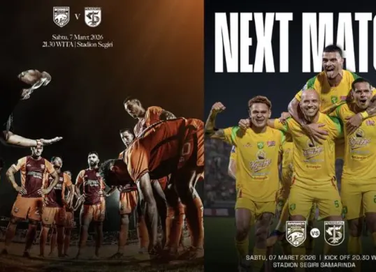 Pertandingan Borneo FC vs Persebaya Surabaya digelar Sabtu 7 Maret 2026 pukul 20.30 WIB. (Sumber: Instagram/@officialpersebaya, @borneofc.id)