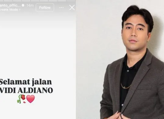 Unggahan Instagram Story Andi Rianto yang menuliskan pesan “Selamat jalan Vidi Aldiano” memicu spekulasi publik mengenai kondisi penyanyi Vidi Aldiano di media sosial. (Sumber: Instagram/@andirianto_official)