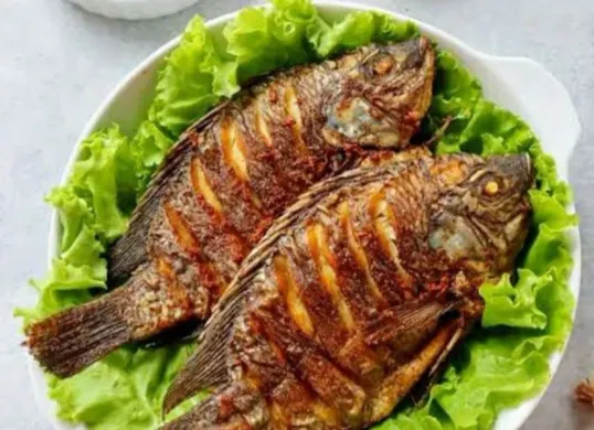 Ilustrasi ikan goreng berbumbu marinasi yang praktis disiapkan sebagai menu sahur bergizi selama Ramadan. (Sumber: Pinterest)