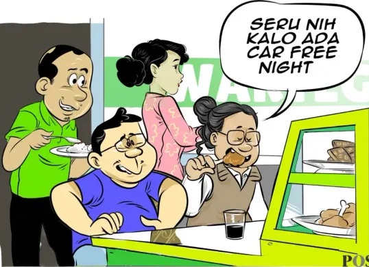 Obrolan Warteg: Car Free Night di Malam Takbiran, edisi 11 Maret 2026. (Sumber: Poskota/Arif Setiadi)