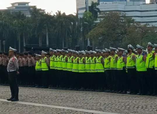 Apel Operasi Ketupat 2026 untuk mengamankan jalur mudik lebaran di Lapangan Silang Monas, Gambir, Jakarta Pusat, Kamis, 12 Maret 2026. (Sumber: Dok. Polda Metro Jaya)