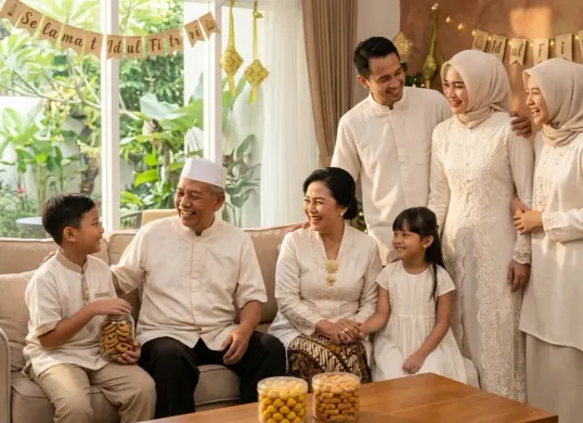 Ilustrasi - Rekomendasi aktivitas Lebaran seru bareng keluarga di rumah. (Sumber: Gemini AI)