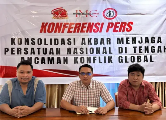 Konferensi pers konsolidasi akbar menjaga persatuan nasional yang digelar organisasi pemuda Komrad Pancasila. (Sumber: Istimewa)