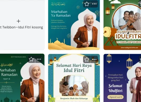 Cara buat Twibbon Lebaran Idul Fitri 2026 di Canva. (Sumber: Tangkapan layar/Canva)