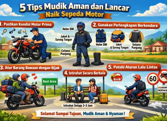 Tips aman mudik menggunakan sepeda motor. (Sumber: ChatGPT)