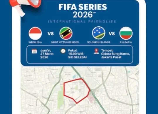 Himbauan kepadatan arus lalin di sekitar SUGBK jelang FIFA Series 2026. (Sumber: Instagram/@tmcpoldametro)