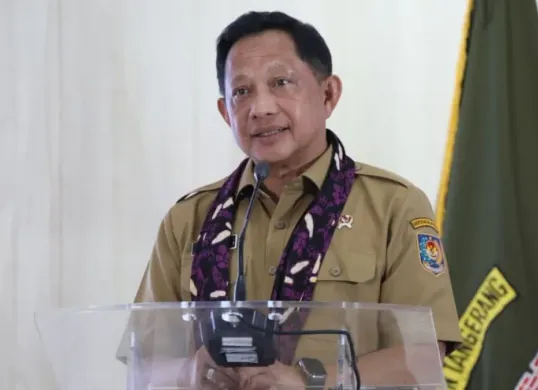 Mendagri Tito Karnavian di Gedung Serba Guna (GSG) Tigaraksa, Kabupaten Tangerang, Banten, Senin, 30 Maret 2026. (Sumber: Dok. Kemendagri)
