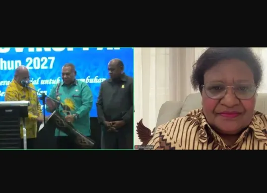 Wamendagri Ribka Haluk dalam Musrenbang RKPD dan Otsus Provinsi Papua Tahun 2027, Kamis, 30 April 2026. (Sumber: Dok. Kemendagri)