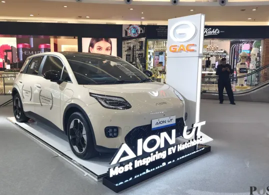 GAC Indonesia membawa tiga mobil listrik dalam ajang Indomobil Expo 2026 di Senayan City, Tanah Abang, Jakarta Pusat. (Sumber: Poskota/Erwan Hartawan)