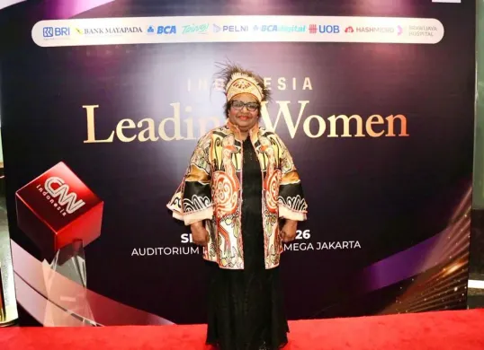 Wamendagri Ribka Haluk dalam acara CNN Leading Women Awards 2026 di Auditorium Menara Bank Mega, Jakarta, Selasa, 5 Mei 2026. (Sumber: Dok. Kemendagri)
