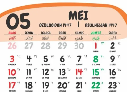 Ilustrasi - Jadwal libur long weekend Mei 2026. (Sumber: Pinterest/Tukang Setting Bangkalan)