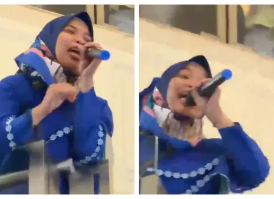 Tangkapan layar sosok Rahyu Afsari yang tengah menjadi perhatian setelah aksinya membuat kericuhan saat Afgan tampil di Mal Grand (Sumber: X/@________dyah)
