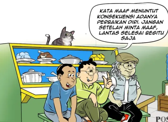 Obrolan Warteg edisi Selasa, 19 Mei 2026: Kata maaf menuntut konsekuensi adanya perbaikan diri. Jangan setelah minta maaf, lantas selesai begitu saja. (Sumber: Poskota/Arif Setiadi)