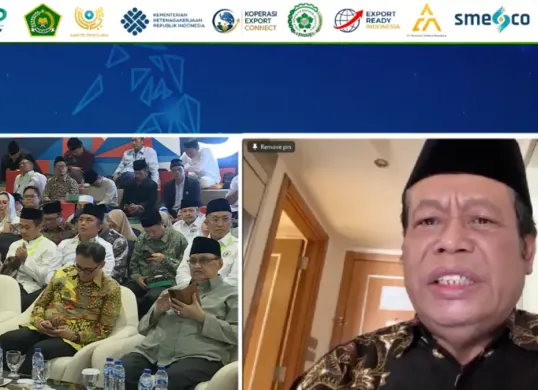 Potret Ketua Umum Inkopontren, KH. Marsudi Syuhud (kanan) dalam Rakornas Inkopontren 2026 pada Rabu, 20 Mei 2026. (Sumber: YouTube/ Santri Mendunia)
