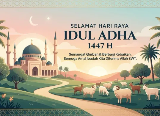 Ilustrasi - Contoh kalimat ucapan Selamat Hari Raya Idul Adha 1447 H. (Sumber: Gemini AI)
