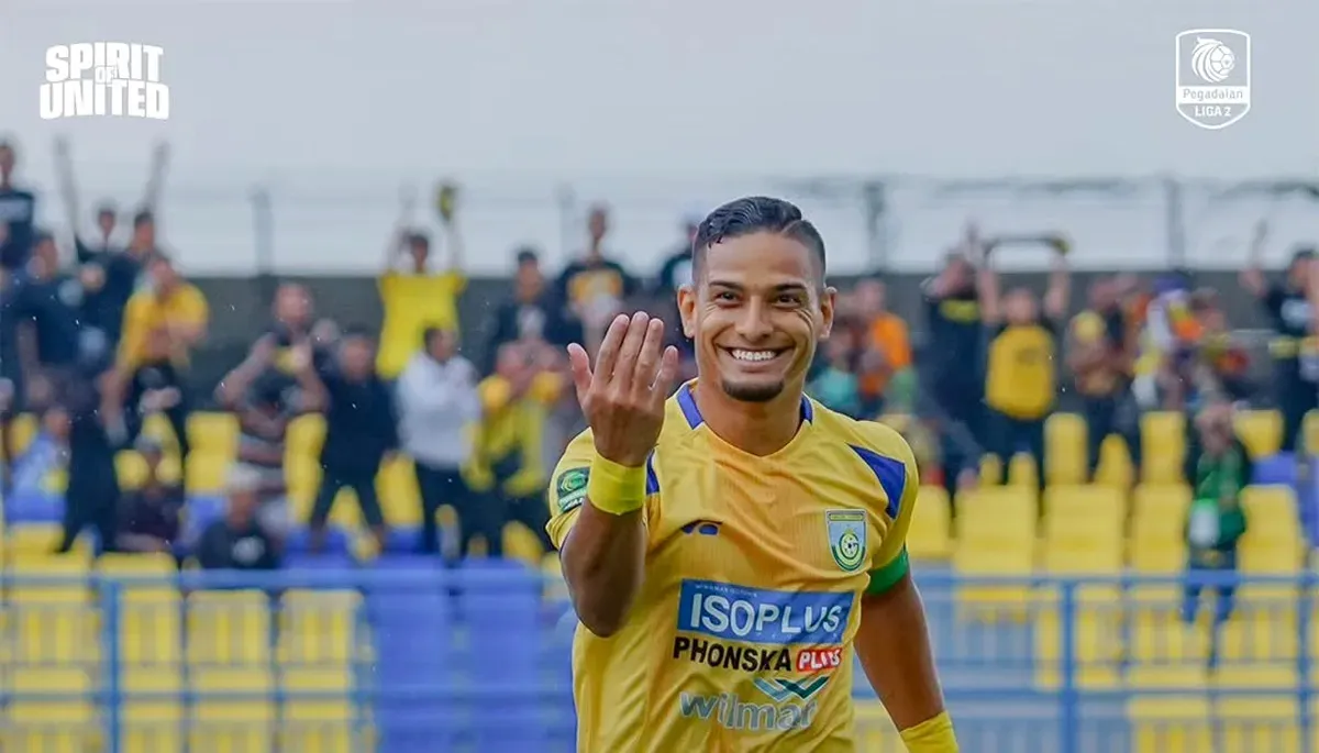 Renan Silva mencetak gol pembuka kemenangan Gresik United atas Persipal FC dalam lanjutan pertandingan Grup 3 kompetisi Liga 2 musim 2024-25. (Sumber: Instagram @gresikunited)