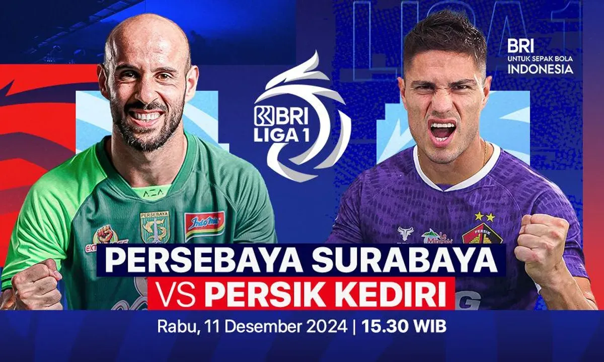 Link live streaming pertandingan Persebaya vs Persik Kediri, pada pekan ke-14 Liga 1 2024-25. (Sumber:  | Foto: Vidio)