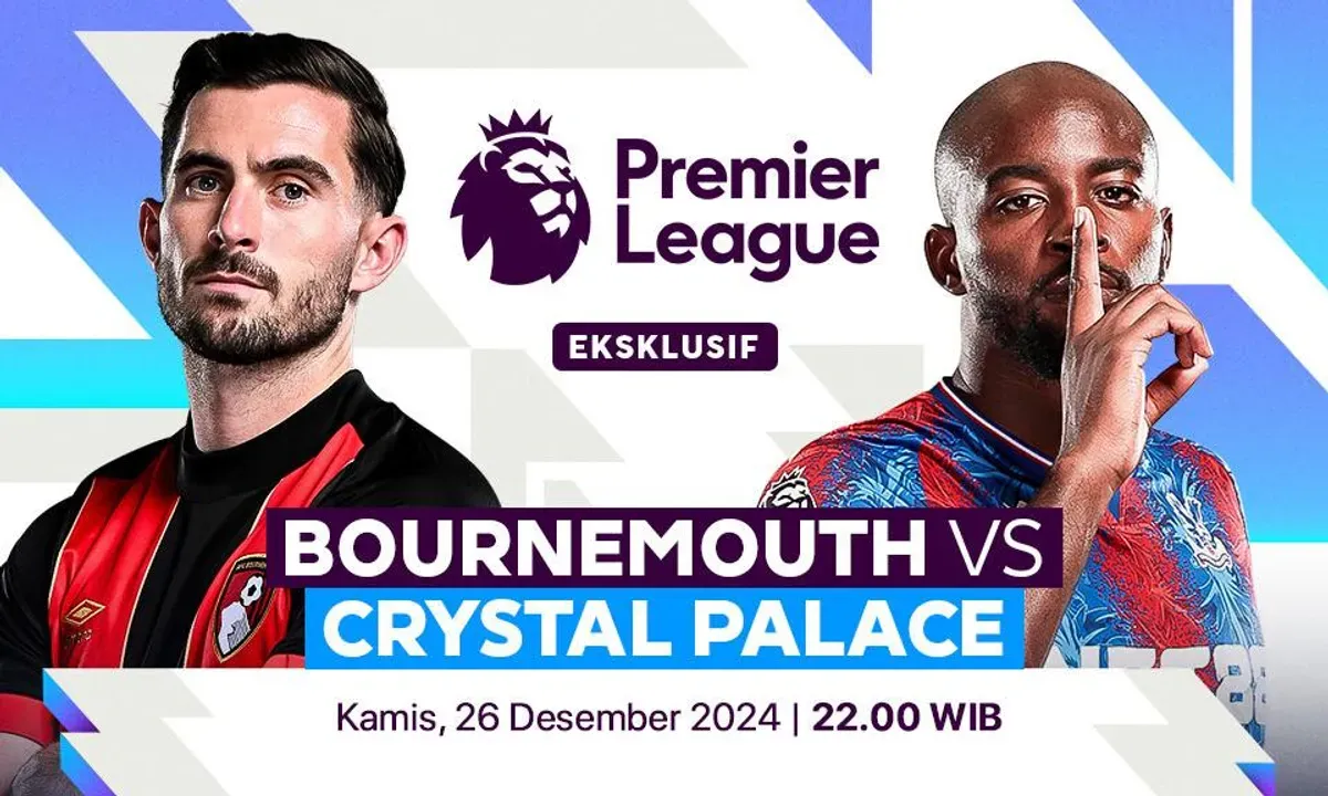 Link live streaming pertandingan Bournemouth vs Crystal Palace, pada pekan ke-18 Liga Inggris 2024-25. (Sumber:  | Foto: Vidio)