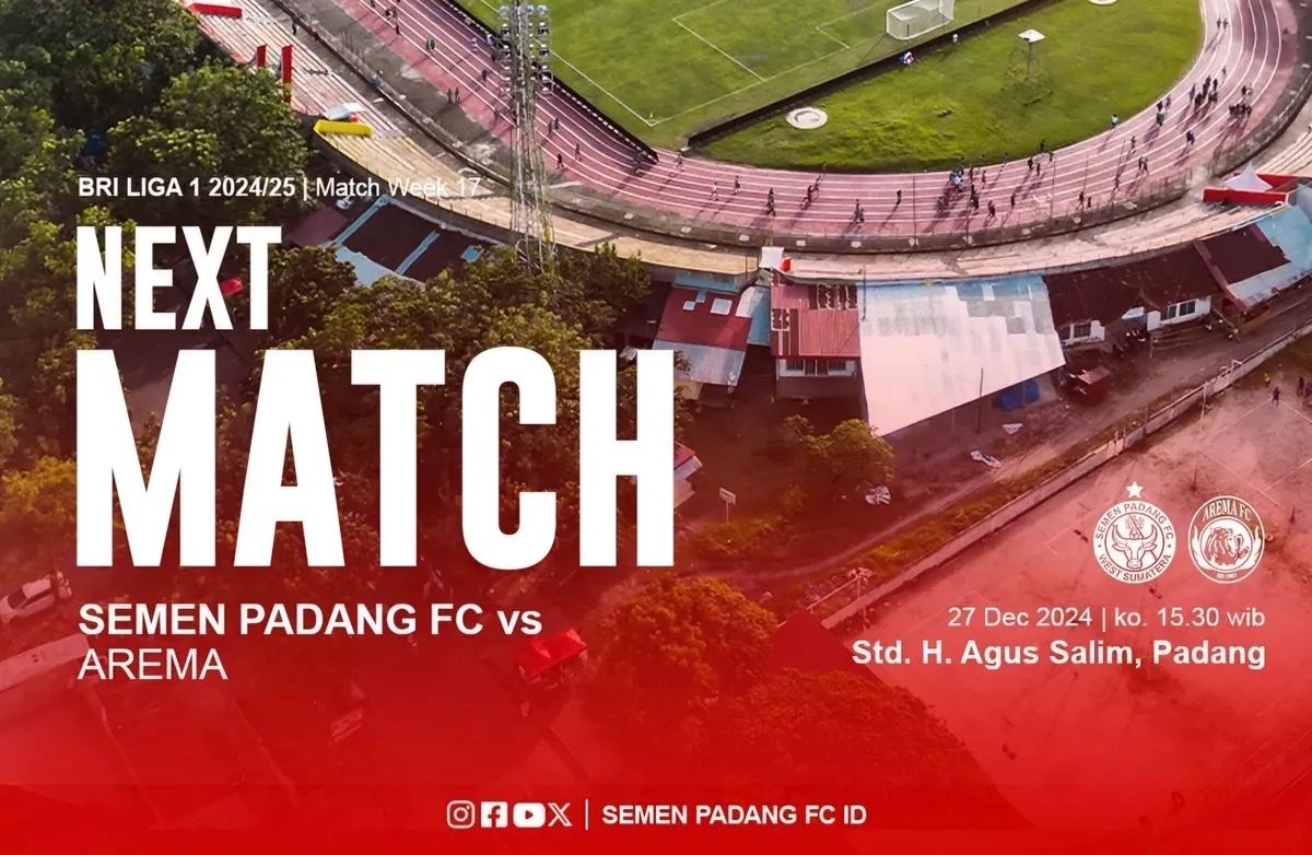 Cermati prediksi line up dan link live streaming BRI Liga 1 Semen Padang vs Arema Malang. (Sumber: Tangkapan layar/Instagram @semenpadangfcid)