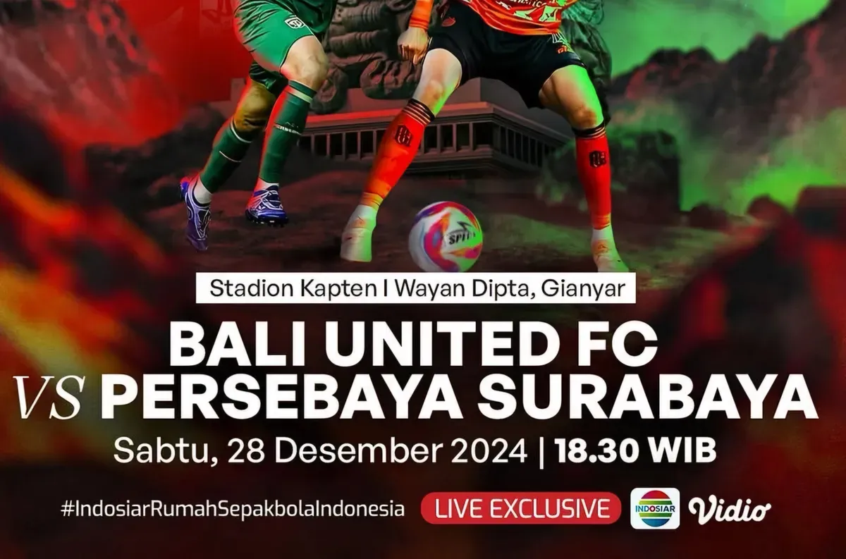 Cek jadwal lengkap dan link live streaming BRI Liga 1 antara Bali United vs Persebaya yang bisa tonton di sini. (Sumber: X/ Duniahiburan99)