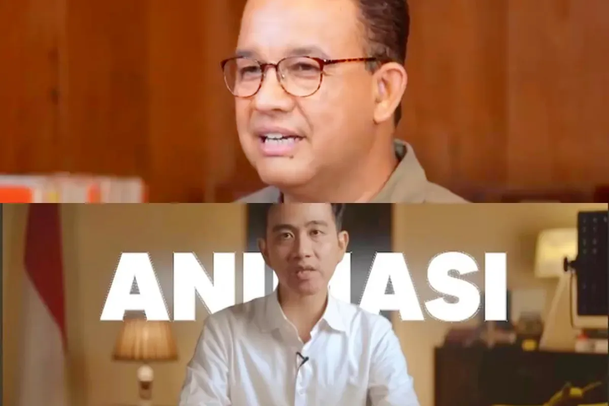 Potret Anies Baswedan (atas) dan Wakil Presiden RI, Gibran Rakabuming Raka (bawah). (Sumber: Poskota/Dzikri)