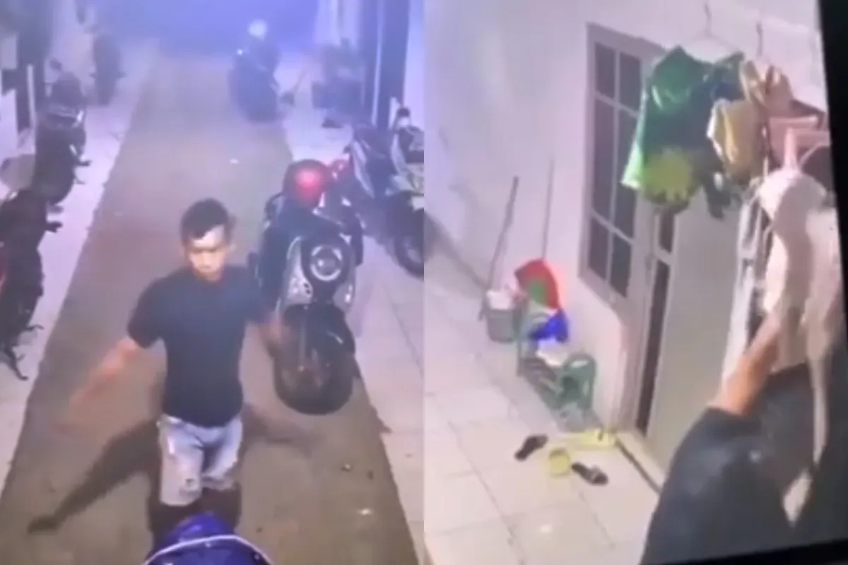 Seorang pria terekam CCTV mencuri pakaian dalam wanita di Semarang. (Sumber: Tangkap Layar X/@neVerAl0ne)