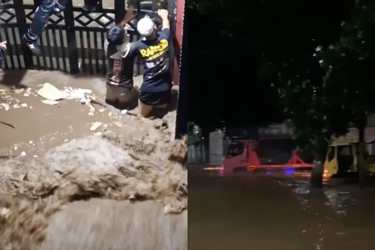 Potret banjir cianjur yang merendam raturan rumah warga. (Sumber: Instagram/@visitcianjur)