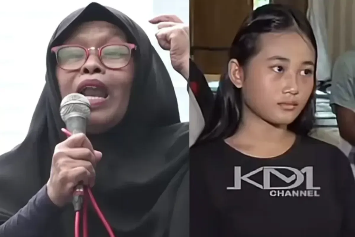 Aura Cinta saat melakukan protes terhadap Gubernur Jawa Barat Dedi Mulyadi dalam sebuah acara terbuka di Bekasi. (Sumber: Youtube/KDM)
