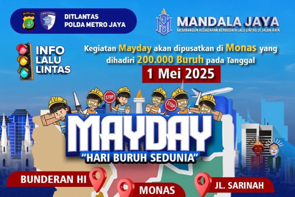 Ilustrasi imbauan terkait May Day besok di Monas. (Sumber: Instagram/@tmcpoldametro)