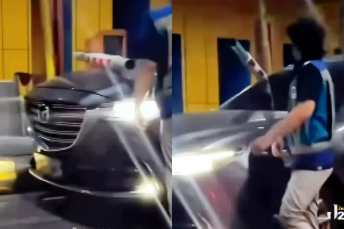 Pengendara mobil nekat menerobos pintu Tol Gayamsari, Semarang lantaran enggan membayar. (Sumber: Tangkap Layar Instagram/@jabodetabek24info)