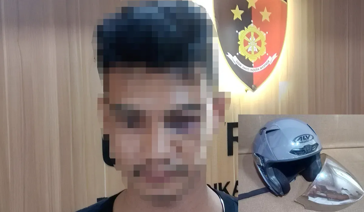 Yayan, tersangka pencurian helm di area parkir Aeon Mall Cikarang, Kabupaten Bekasi. (Sumber: Istimewa)