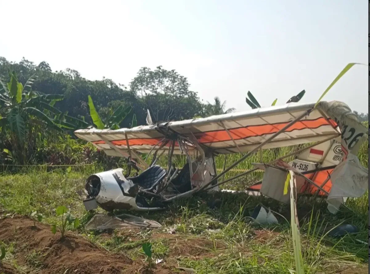 Pesawat Capung mengalami insiden terjatuh di wilayah Ciampea, Bogor (Sumber: Istimewa)