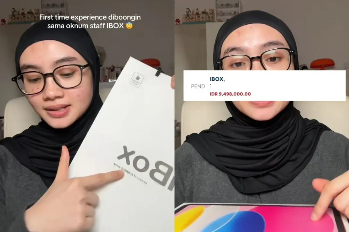 Seorang TikToker merasa ditipu saat membeli iPad di iBox, upselling modus powerbank gratis, nambah biaya Rp1 juta. (Sumber: tangkapan layar)