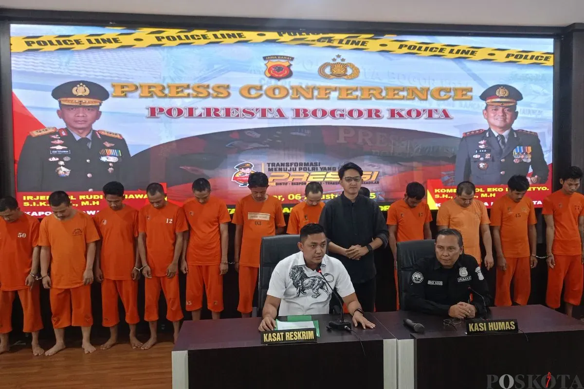 Konferensi pers curanmor di Mapolresta Bogor Kota, Rabu, 6 Agustus 2025. (Sumber: Poskota/Giffar Rivana)