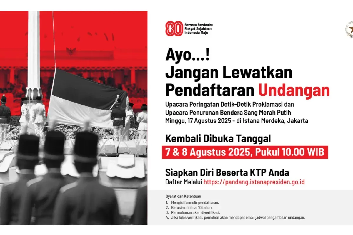 Ilustrasi daftar dan cara cek status pendaftaran upacara 17 Agustus di Istana Merdeka. (Sumber: pandang.istanapresiden.go.id)