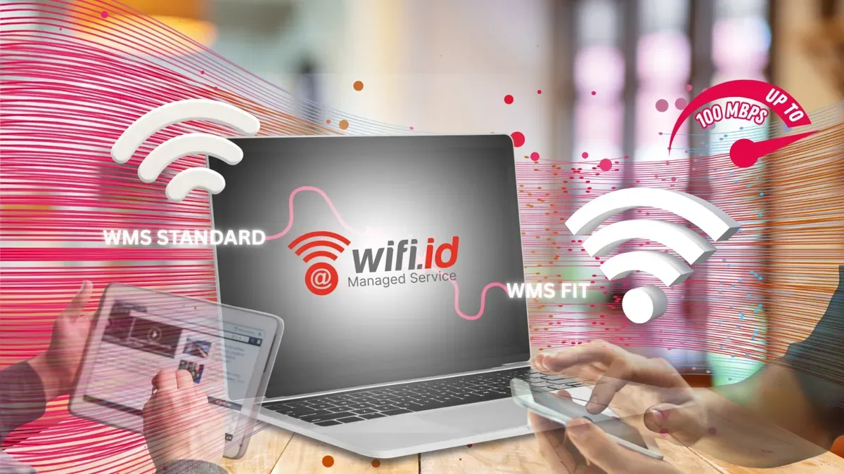 Telkom memperkenalkan varian baru, yaitu WMS Fit dan juga memperkuat layanan basic Wifi.id Managed Service (WMS) dengan paket dan fitur yang lebih lengkap, atau disebut dengan WMS Standard. (Sumber: Dok. Telkom)
