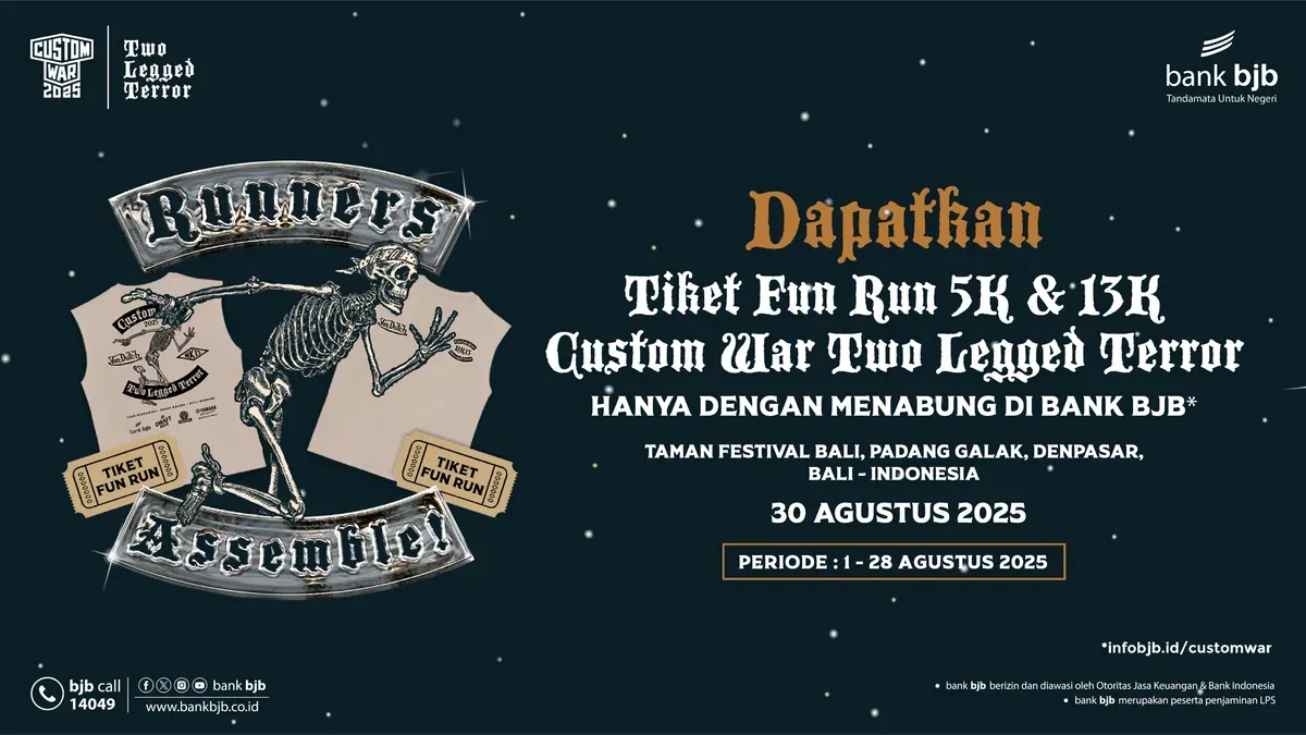 Custom War Two Legged Terror yang akan digelar pada 30 Agustus 2025 di Taman Festival Bali. (Sumber: Dok. bank bjb)