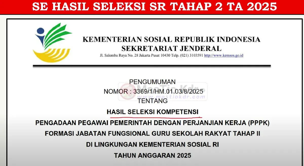 Hasil Seleksi Kompetensi Tambahan PPPK Guru Sekolah Rakyat Tahap 2 2025 Resmi Diumumkan (Sumber: Youtube/@Mastio KDR)