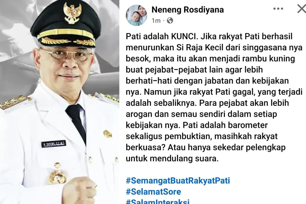 Neneng Rosdiyana Buka Suara, Ingatkan Pejabat Pati Lewat Isu Kebijakan dan Rambu Kuning (Sumber: Facebok/@Neneng Rosdiyana)
