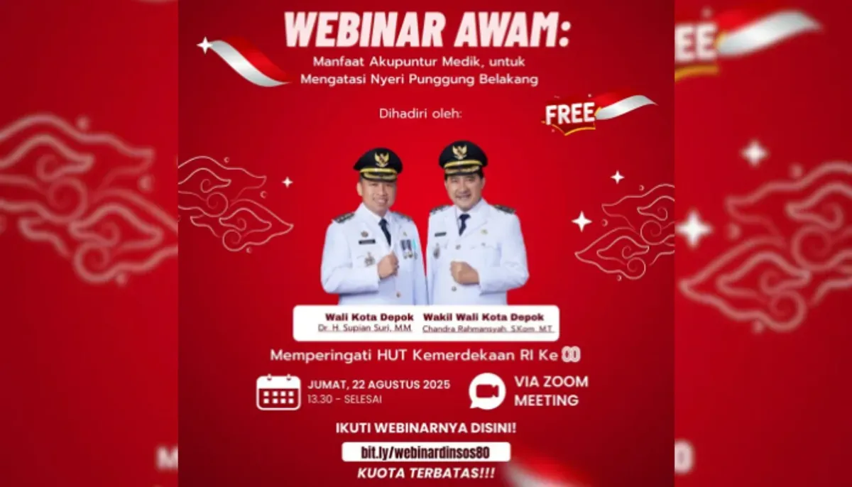 Rayakan HUT RI ke-80, Dinsos Depok berikan terapi akupunktur gratis di Balai Kota 23 Agustus 2025. (Sumber: Instagram/@dinsosdepok)