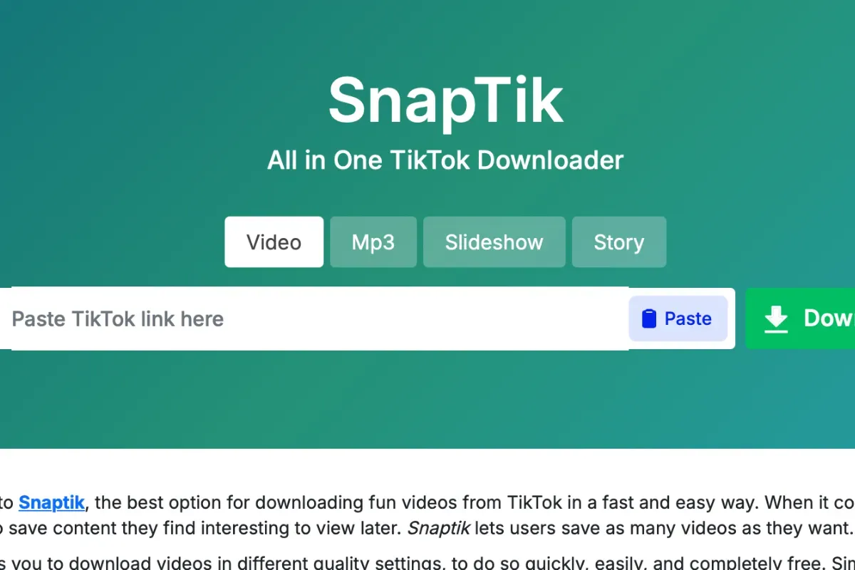 Ilustrasi SnapTik, platform download video TikTok tanpa watermark. (Sumber: SnapTik)