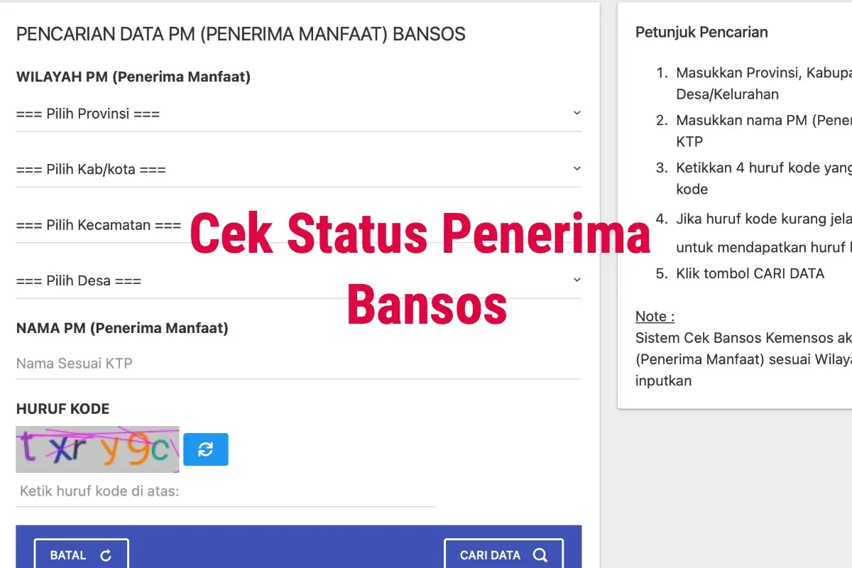Ilustrasi cara cek status penerima bantuan sosial (bansos). (Sumber: Cek Bansos)