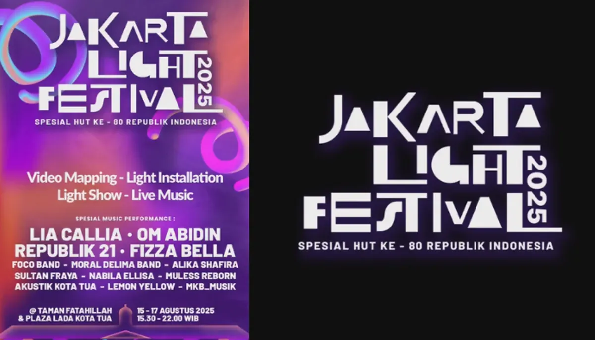 Rayakan HUT ke-80 RI dengan Jakarta Light Festival 2025! Event gratis ini menampilkan light show, live music, dan kuliner di Taman Fatahillah. Simak panduan transportasi dan jadwal lengkapnya. (Sumber: Instagram/@disparekrafdki)